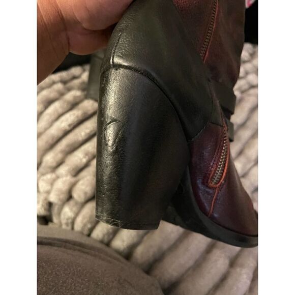 9.5 kork ease triple belted ankle boots/booties red leather italian - Picture 10 of 12